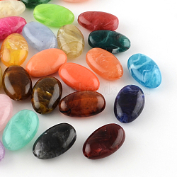 Oval Imitation Gemstone Acrylic Beads, Mixed Color, 41x26x15mm, Hole: 3mm, about 46pcs/500g(OACR-R033B-M)