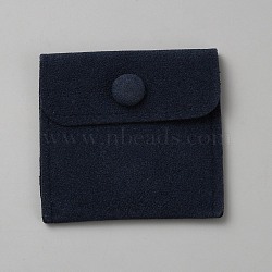 Square Velvet Jewelry Box with Snap Button, for Pendant, Ring and Bracelet Packaging Box, Midnight Blue, 7x7x0.95cm(CON-WH0088-77A-06)