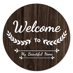Printed Wood Round Sheets, for Home Display Decoration, Word Welcome, Word, 300x5mm(AJEW-WH0334-004)