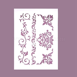 PET Plastic Painting Stencils Templates, Rectangle with Floral Pattern, Floral Pattern, 300x210mm(BAKE-PW0001-676C)