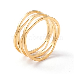 Criss Cross 304 Stainless Steel Finger Ring for Women , Golden, Inner Diameter: US Size 6 1/2(16.9mm)(RJEW-B035-03G)