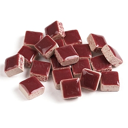 Square Shape Porcelain Mosaic Tiles, for DIY Mosaic Art Crafts, Picture Frames and More, Dark Red, 10x10mm, about 205pcs/set(PW-WGA2153-12)