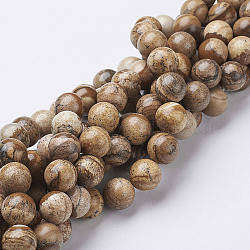 Natural Gemstone Beads Strands, Picture Jasper, Round, 12mm, Hole: 1mm, about 28pcs/strand, 15.5 inch(GSR12mmC016)