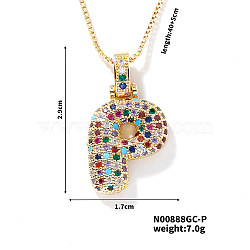 Brass Pave Colorful Cubic Zirconia Letter Pendant Box Chain Necklaces, Golden, Letter P, 15.75 inch(40cm)(NU0575-16)