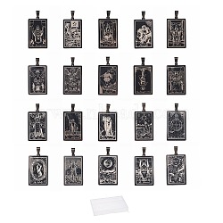 20pcs 20 style 201 Stainless Steel Pendants, Laser Engraved Pattern, Tarot Card Pendants, Stainless Steel Color, 40x24x1mm, Hole: 8x4mm, 1pc/sytle(STAS-SC0003-67)