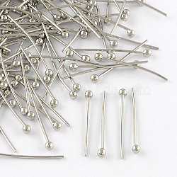 Brass Ball Head pins, Cadmium Free & Lead Free, Platinum, 18x0.5mm, 24 Gauge, Head: 2mm, about 8570pcs/bag(KK-R020-03P)
