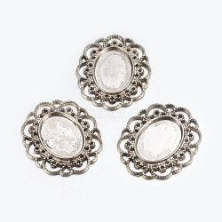 Alloy Bezel Cabochon Settings, DIY Material for Hair Accessories, Antique Silver, Cadmium Free & Nickel Free & Lead Free, 41x35x2mm, Hole: 1mm, Tray: 24x17.5(EA079Y-NF)