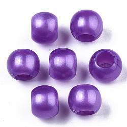 Acrylic European Beads, Pearlized, Large Hole Beads, Rondelle, Purple, 12x9mm, Hole: 6mm(X-OACR-N008-18A-B01)