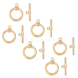 PVD Vacuum Plating 304 Stainless Steel Toggle Clasps, Ring, Golden, Ring: 18x14x3mm, Hole: 1.5mm, Bar: 23.5x7x3, Hole: 1.8mm, 6sets/box(STAS-UN0012-47)