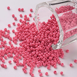 11/0 Grade A Round Glass Seed Beads, Baking Paint, Pink, 2.3x1.5mm, Hole: 1mm, about 48500pcs/pound(SEED-N001-A-1045)