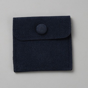 Square Velvet Jewelry Box with Snap Button, for Pendant, Ring and Bracelet Packaging Box, Midnight Blue, 7x7x0.95cm