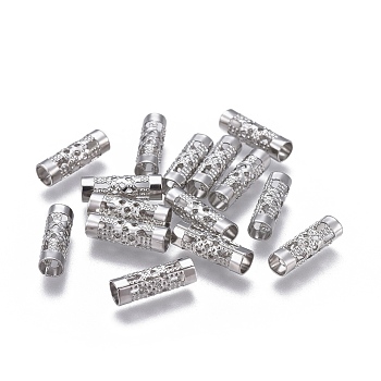 304 Stainless Steel Tube Beads, Hollow, Stainless Steel Color, 12x4mm, Hole: 3.3mm