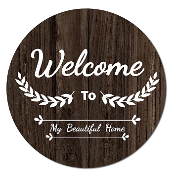 Printed Wood Round Sheets, for Home Display Decoration, Word Welcome, Word, 300x5mm