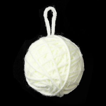 Yarn Knitted Christmas Ball Ornaments, for Xmas Wedding Party Decoration , Light Yellow, 115~119mm