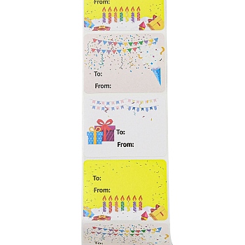 Birthday Stickers Roll, Round Paper Adhesive Labels, Decorative Sealing Stickers for Gifts, Party, Mixed Color, 38x50x0.2mm, 200pcs/roll