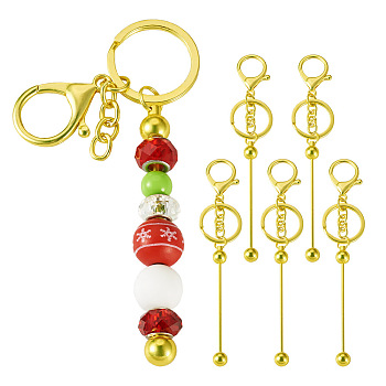 5Pcs Alloy and Brass Bar Beadable Keychain for Jewelry Making DIY Crafts, with Lobster Clasps, Yellow, 15.8x2.4cm