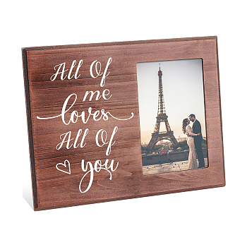 MDF Photo Frames, for Tabletop Display Photo Frame, Rectangle with Word, Heart Pattern, 195x254x12mm