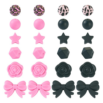 Food Grade Eco-Friendly Silicone Beads, Mixed Shapes, Mixed Color, 13~21.5x12.5~28x8~18.5mm, Hole: 1.8~2mm