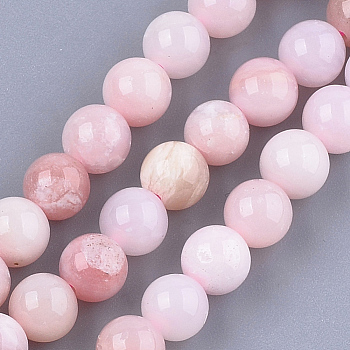 Natural Pink Opal Beads Strands, Round, 6mm, Hole: 0.8mm, about 30~33pcs/strand, 7.4 inch
