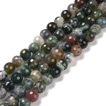 Natural Indian Agate Beads Strands, Faceted(128 Facets), Round, 8mm, Hole: 1.2mm, about 48pcs/strand, 14.96''(38cm)