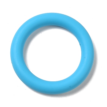 Silicone Beads, Ring, Deep Sky Blue, 65x10mm, Hole: 3mm
