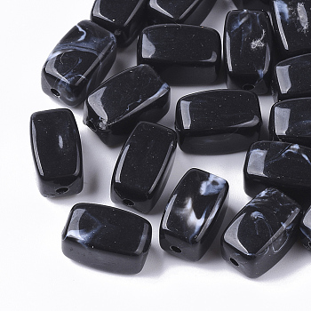 Acrylic Beads, Imitation Gemstone Style, Cuboid, Black, 13x7.5x7.5mm, Hole: 1.6mm, about 700pcs/500g.