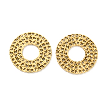 PVD Vacuum Plating 304 Stainless Steel Linking Rings, Twisted Chain Ring, Real 18K Gold Plated, 18x1mm, Inner Diameter: 8mm