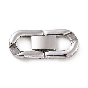 304 Stainless Steel Fold Over Clasps, for Bracelet Necklace Making, Stainless Steel Color, 31x15x3.5mm, Hole: 6x7mm