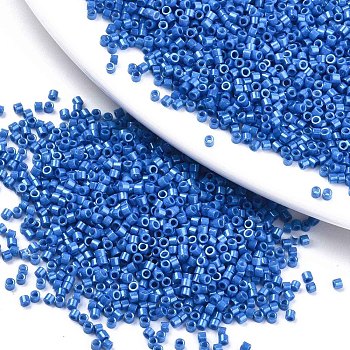 11/0 Grade A Baking Paint Glass Seed Beads, Cylinder, Uniform Seed Bead Size, Opaque Colours Luster, Royal Blue, about 1.5x1mm, Hole: 0.5mm, about 20000pcs/bag