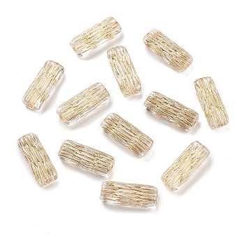 Metal Enlaced Transparent Acrylic Beads, Golden Plated, Column, Gold, 20.5x8x5mm, Hole: 2mm