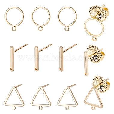 Golden Mixed Shapes Brass Stud Earring Findings