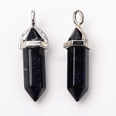 Synthetic Blue Goldstone Pointed Pendants(G-F295-03H)-4