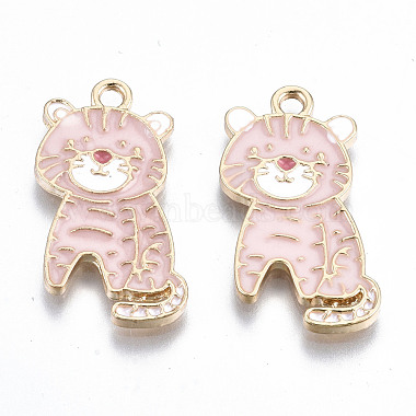Light Gold Pink Tiger Alloy+Enamel Pendants