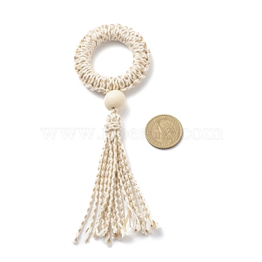Anneau macramé coton cordon pendentif décorations(HJEW-JM00752)-2