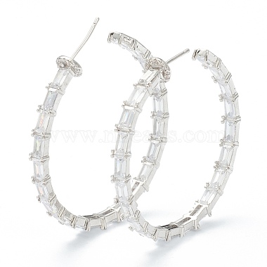 Brass Micro Pave Clear Cubic Zirconia Half Hoop Earrings(EJEW-A058-01P)-3