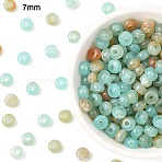 377Pcs 50G Transparent Acrylic Beads, Flat Round, Cadet Blue, 7x4mm, Hole: 1.8mm(OACR-YW0003-77H)