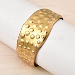 304 Stainless Steel Wide Open Cuff Bangles, Wide Bangles for Women, Hammered Dot, Real 18K Gold Plated, Inner Diameter: 2.38x1.89 inch(6.05x4.8cm)(BJEW-K264-08G)