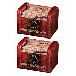2Pcs Retro Wooden Jewelry Storage Boxes with Latch Clasps, Rectangle, Cerise, 8x6.5x6cm(OBOX-DJ0001-03B)