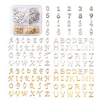 304 Stainless Steel Charms, Alphabet and Number, Golden & Stainless Steel Color, 11x6~12x0.8mm, Hole: 1mm, 6sets/box, 124pcs/box(STAS-FW0001-04)