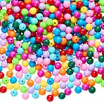 140G Opaque Acrylic Beads, Round, Mixed Color, 8mm, 140g/set(OACR-SZ0001-58)