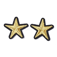 Computerized Embroidery Cloth Iron On Patches, Costume Accessories, Appliques, Star, Yellow, 35x39x1.5mm(FIND-T030-030B)