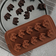 Halloween Bat Shape Food Grade Silicone Molds, Baking Molds, for Fondant, Pudding, Cake, Candy, Cookie, Ice Cube Making, Coffee, 215x110x20mm(DIY-H126-04)