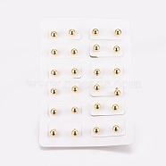 Brass Ear Studs, Ball Stud Earrings, Round, Golden, 6mm, Pin: 0.6mm(EJEW-E213-D-11G)