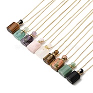 Openable Natural & Synthetic Mixed Stone Perfume Bottle Pendant Necklaces for Women, 304 Stainless Steel Cable Chain Necklaces, Golden, 18.74 inch(47.6cm)(NJEW-F296-01G)