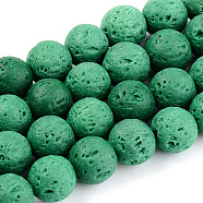 Synthetic Lava Rock Beads Strands, Dyed, Round, Teal, 8~8.5mm, Hole: 1.8mm, about 47pcs/strand, 14.96 inch(38cm)(G-S247-8mm-02-1)