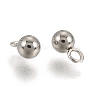 201 Stainless Steel 3D Ball Round Charms Pendants, Stainless Steel Color, 7x4x4mm, Hole: 1.5mm(STAS-Q171-05)