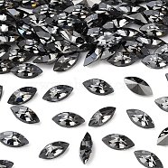 Preciosa&reg MAXIMA Crystal Fancy Stones, Czech Crystal, 435 14 615 Navette(Horse Eye), Aluminium Layer, 00030 260 NightFall, 10x5mm(X-PRC-FG10-00030-260)