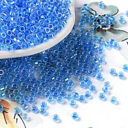 Glass Seed Beads, Opaque Colours Rainbow, Cylinder, Royal Blue, 2.5x2mm, Hole: 1.4mm(SEED-S042-13A-14)