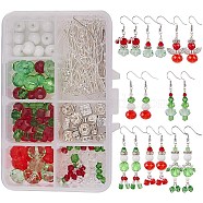 DIY Earrings Making, with Glass Bead and Brass Earring Hooks, Mixed Color, 11x7x3cm(DIY-SC0007-01)