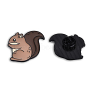 Squirrel Shape Enamel Pin, Electrophoresis Black Plated Alloy Animal Badge for Backpack Clothes, Nickel Free & Lead Free, Camel, 27x31mm(JEWB-N007-233)